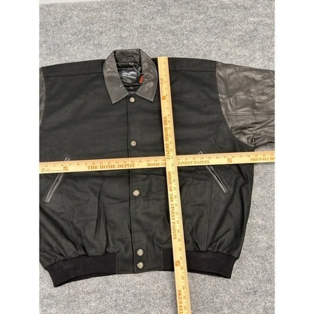 Vintage‎ Illusion Men's Bomber Jacket Dragon Embroidered Leather Sleeves Size XL